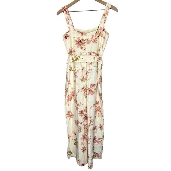 Spartina 449 Arley Sleeveless Jumpsuit Garden House Floral Tie Waist Linen - Picture 4 of 6